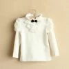 Children Fashion Girls Spring Autumn Cotton Blouse, Kids Girl Solid Retro Blouse Baby Girls Princess Bowknot Shirts