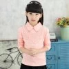 Girls Blouses Shirts Fashion Solid Turn-Down Lace Flower Blouses Children Girls Cotton Clothes