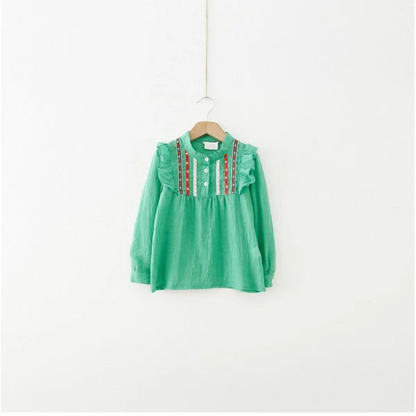 Baby Girls Long Sleeve Tee Shirts Ruffle Embroidered Tops T-shirts - Image 3