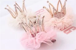 Upscale Princess Hair Accessories Children Headdress Head Flower Lace Three-dimensional Rhinestone Crown Hairpin Girl Party Gift
