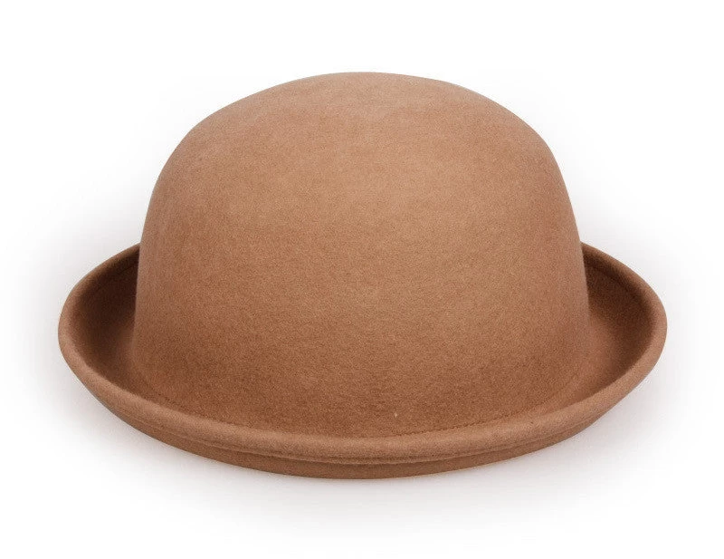 Fashion Kids Children Girls Wool Felt Trendy Round Top Bowler Derby Hat Spring Autumn Winter Warm Lovely Casual Cap - Image 7