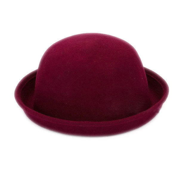 Fashion Kids Children Girls Wool Felt Trendy Round Top Bowler Derby Hat Spring Autumn Winter Warm Lovely Casual Cap - Image 3