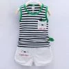 Cute Cat Pattern Kid Set Stripe Short Vest+Pants 2pcs Tracksuit For Boys Baby Sets Summer Children Clothes