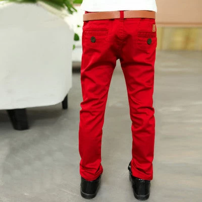 Fashion Boys Trousers Spring Boys Solid Color Loose Pants 100% Cotton Trousers For Kids Straight Full Length Casual Pants - Image 3