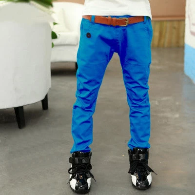 Fashion Boys Trousers Spring Boys Solid Color Loose Pants 100% Cotton Trousers For Kids Straight Full Length Casual Pants - Image 4