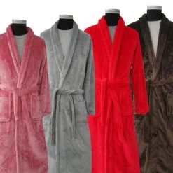 Lovers Luxury Silk Flannel Winter Long Bathrobe Mens Kimono Bath Robe Men Women Night Dressing Gown Male Bathrobes