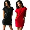 Summer Women Sexy Slim Dress O-neck Black And Red Dress Casual Batwing Short Sleeve Mini Shirt Dress Vestidos Bodycon