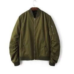 Spring Autumn Mens Solid Flight Army Green Bomber Jacket Men's Rib Sleeve Zipper Short Air Force Baseball Coats Clothing