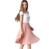 Pleated Skirt Autumn/Winter European Style Elegant Tulle Pleated Skirt Blue Chiffon Skirt Women's Vintage Pink Midi Skirt