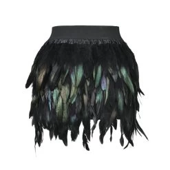 Women Feather Mini Skirt Elastic Waist High Street Above Knee