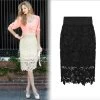 High Quality Women Lace Skirt A-Line Hollow Out White Black SKirt Knee Length Plus SIze S-3XL