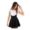 Women Fashion Black Skater Skirt With Shoulder Straps Pleated Hem Braces Skirt Saia Femininos Braces Skirt