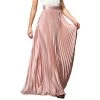 Spring Womens Fashion Designer Elegant Ladies Elastic Waist Pleated Beach Maxi Skirt