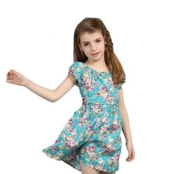 European Style 4-14T Dress Children Spring Dresses 100% Cotton Print Flower Dress For Girl Children Sleeveless Dresses KU535