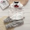Baby Boy Girls Clothing Sets Children Bow Tie T-shirts Glasses Cartoon+ Pants Kids Cotton Cardigan Two Piece Suit