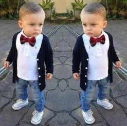 Baby Boy Clothes Fashion Handsome Boy Set Baby Boy Long Sleeve Shirt + Outerwear + Pants Kids Clothes