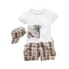 Baby Boys Infants Suit T-shirt +Plaid Shorts Pants+Hat Clothes Outfits 3pcs SM67