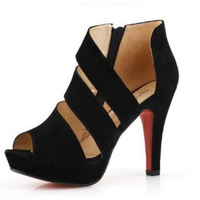 Summer Club Women's Shoes The Fish's Mouth Side Zipper Fine With Waterproof Ultra-high Documentary Shoes