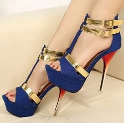 Summer Thin Heels Elegant Open Toe High Pumps Shoes Women Sandals Gladiator T-strap J3163