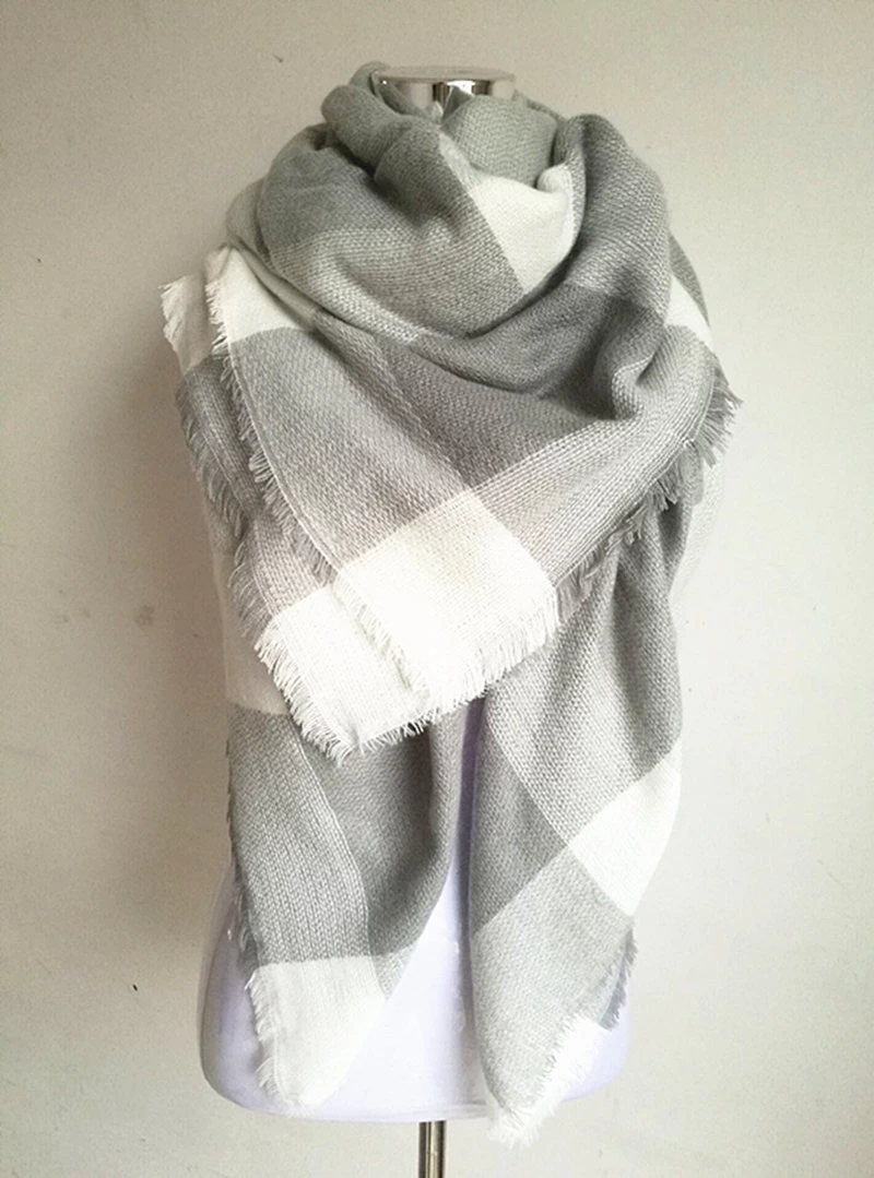 Winter Tartan Scarf Plaid Scarf Unisex Acrylic Basic Shawls Women's Scarves - Image 2