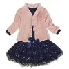 Baby Girls Coat+T-shirt+Skirt Dress Tutu Party Set Suit Pink Clothes 3pcs