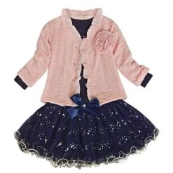 Baby Girls Coat+T-shirt+Skirt Dress Tutu Party Set Suit Pink Clothes 3pcs