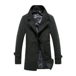Winter Mens Coat Wool Blend Long Solid Mens Clothing Fashion Casual Mens Blend GQ16-537