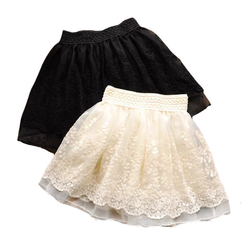 Fashion Cute Lace Flower Teenagers Skirt Mini Princess Children Skirt Suit 12~20 Age Girls Tutu Skirt