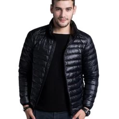 Men Casual Warm Jackets Solid Thin Breathable Winter Jacket Mens Outwear Coat Lightweight Parka Plus Size XXXL