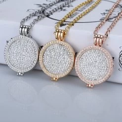 35mm Coin Holder Necklace Pendant Fit My 33mm Coins White Crystal Christmas Woman Gift Decorative Fashion Jewelry Locket