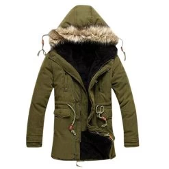 Men Coat Men's Solid Causal Long Warm Coat Male Fashion Padded Hooded Winter Wear Thick Coat MWM060