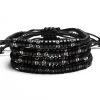 Anil Arjandas Men's Bracelet ,Pave Black CZ Zircon Connector 7mm Coconut Shell Bead Braiding Pulseiras Feminina Macrame Bangle