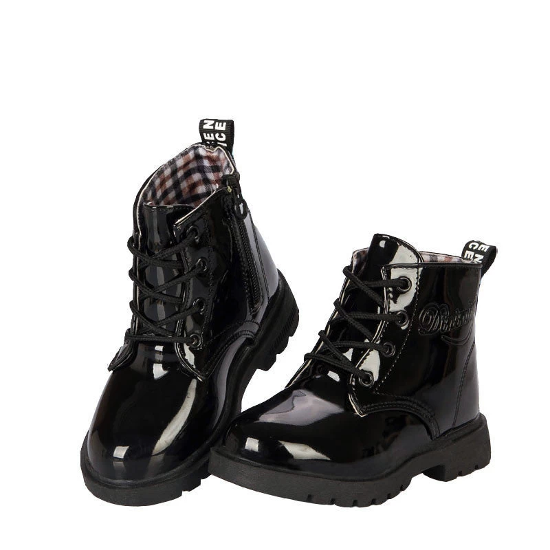 Children Martin Boots Girls Boys Winter Shoes Kids Rain Boots PU Leather Kids Sneakers