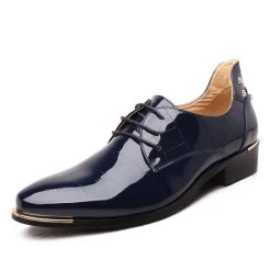Fashion Men Leather Shoes Oxfords Spring/Autumn Men Casual Flat Patent Leather Oxford Shoes For Men Pointed Toe BRM-424