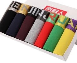 7Pcs/lot Sexy Super Large Size Mens Underwear U Convex Boxer Short Luxury Breathable Belt Shorts L~3XL Gift Box