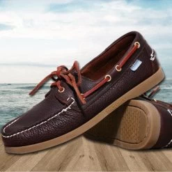 Casual Men's Boat Shoes European Style Lace-up Flat Round Toe Lightweight Men's Shoes