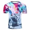Men 3D Animal Creative T-Shirt Lightning/smoke Lion/lizard/water Droplets 3d Printed Short Sleeve T Shirt