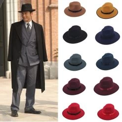 Women Men Jazz Hard Felt Bowknot Fedora Panama Bowler Wide Brim Hat Gangster Cap