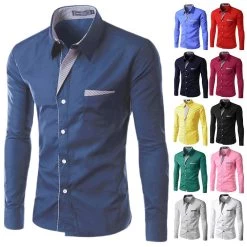 Dress Shirts Mens Striped Shirt Slim Fit Chemise Homme Long Sleeve Men Shirt Heren Hemden Slim Camisa Masculina