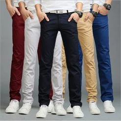 9 Colors Summer Autumn Fashion Business Or Casual Style Pants Men Slim Straight Casual Long Pants Fashion Multicolor Men Pants