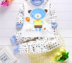 2pcs/set Born Baby Clothing Sets For 7-24M Kids Clothes 100% Cotton Long Sleeve Base Shirt Undershirts Pyjamas Bears