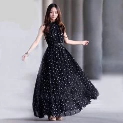 Fashion Women's Polka Dots Maxi Dress Long Casual Summer Beach Chiffon Party Dresses Style