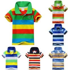 Summer 1-7Y Baby Children Boys Striped T-shirts Kids Tops Tee Polo Shirts Clothing