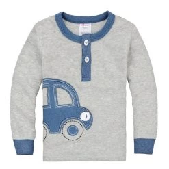 Organic Cotton Fall Winter Car Design Kids Infant Clothing Children T-shirt Cute Baby Boy Long Sleeve Cotton T Shirts