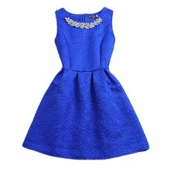 Size S-2XL Spring Summer Autumn Women O-neck Sleeveless Solid Color Appliques Ball Gown Base Dresses Vestidos Sundress
