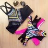 Women Bikinis High Neck Push Up Bikini Set Geometry Black Swimwear Slim Print Swimsuit Biquini Brazil Beach