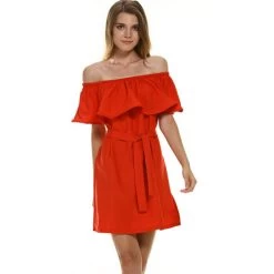 Dress Women Off Shoulder Dress Sleeveless Ruffles Cross Straps Dresses Candy Color Party Dresses