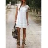 Vestidos Summer Elegant ZANZEA Women Casual Solid Short Sleeve Slim Lace Mini Dress Tops Ladies Sexy White Dress Plus Size