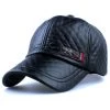 Fashion High Faux Leather Cap Fall Winter Hat Casual Snapback Baseball Cap For Men Women Hat