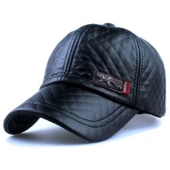 Fashion High Faux Leather Cap Fall Winter Hat Casual Snapback Baseball Cap For Men Women Hat